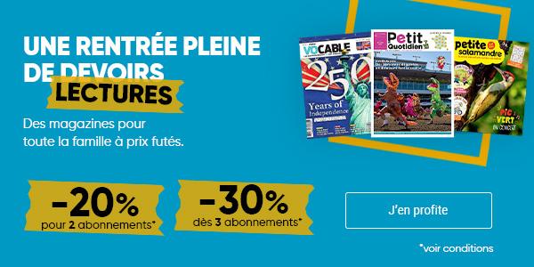 Offre de rentrée : -20% pour 2 abonnements et -30% pour dès 3 abonnements