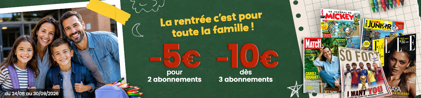  -5€ pour 2 abonnements et -10€ pour 3 abonnements